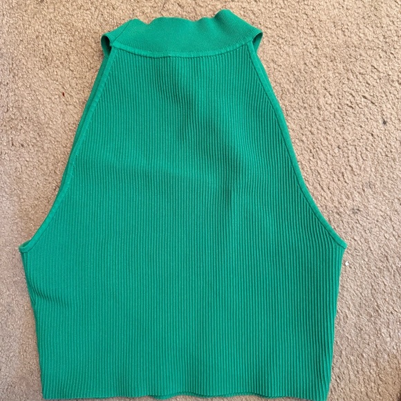 Kelly Green Sculpt Knit Mockneck Halter Top - Picture 2 of 6